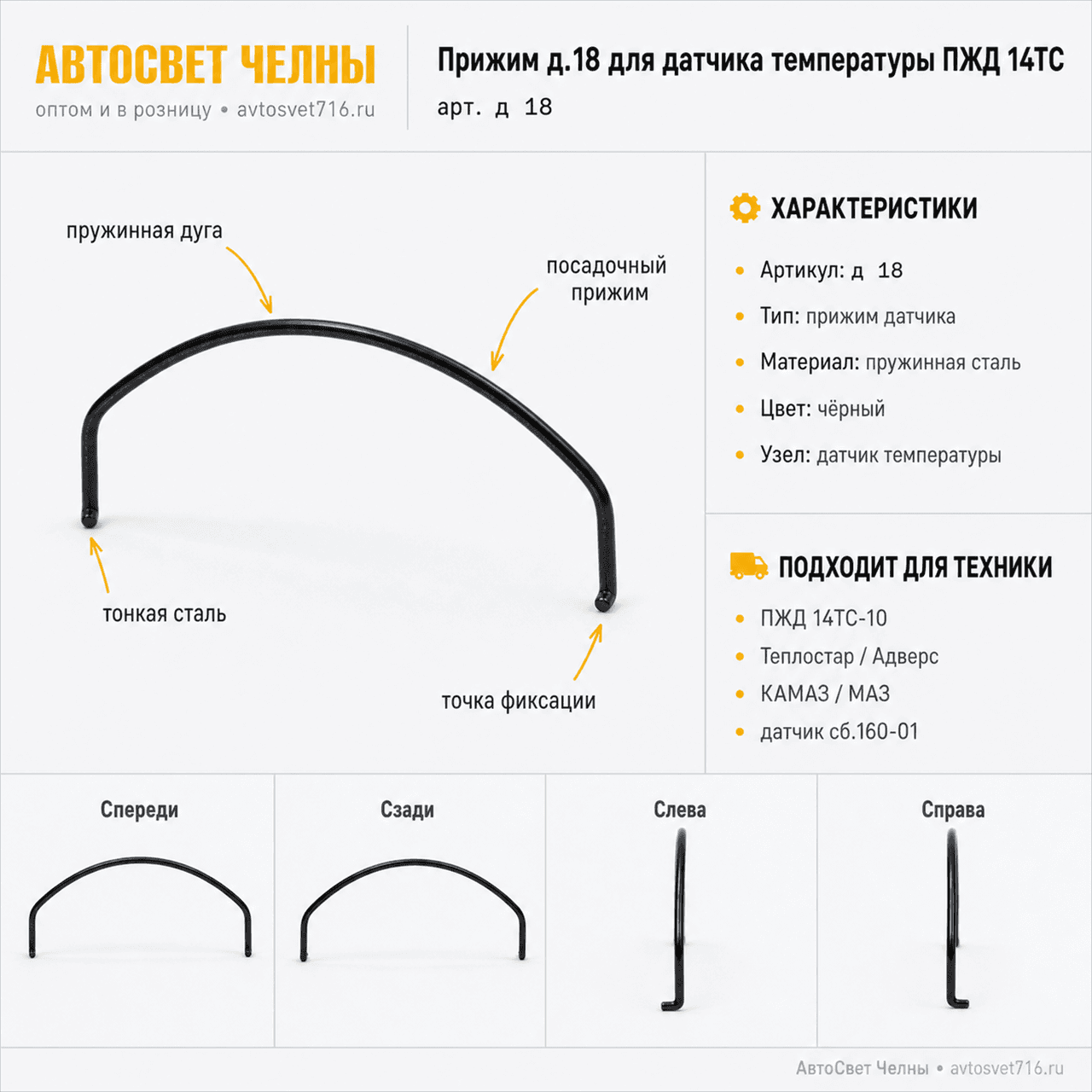 Прижим д.18 для датчика температуры ПЖД 14ТС Теплостар-Адверс