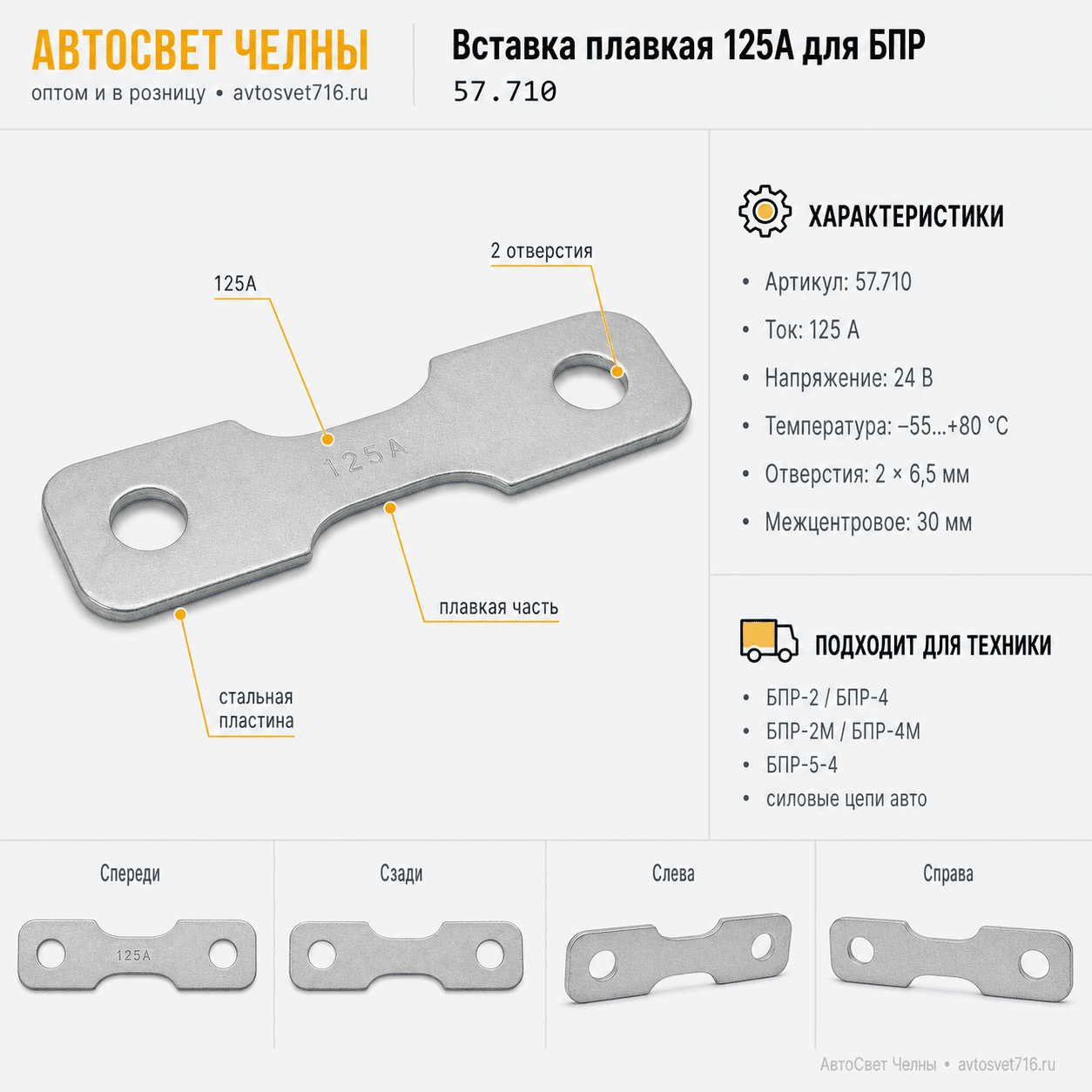 Вставка плавк. пластин. 125А для БПР, Ф57.710.015 Завод Копир