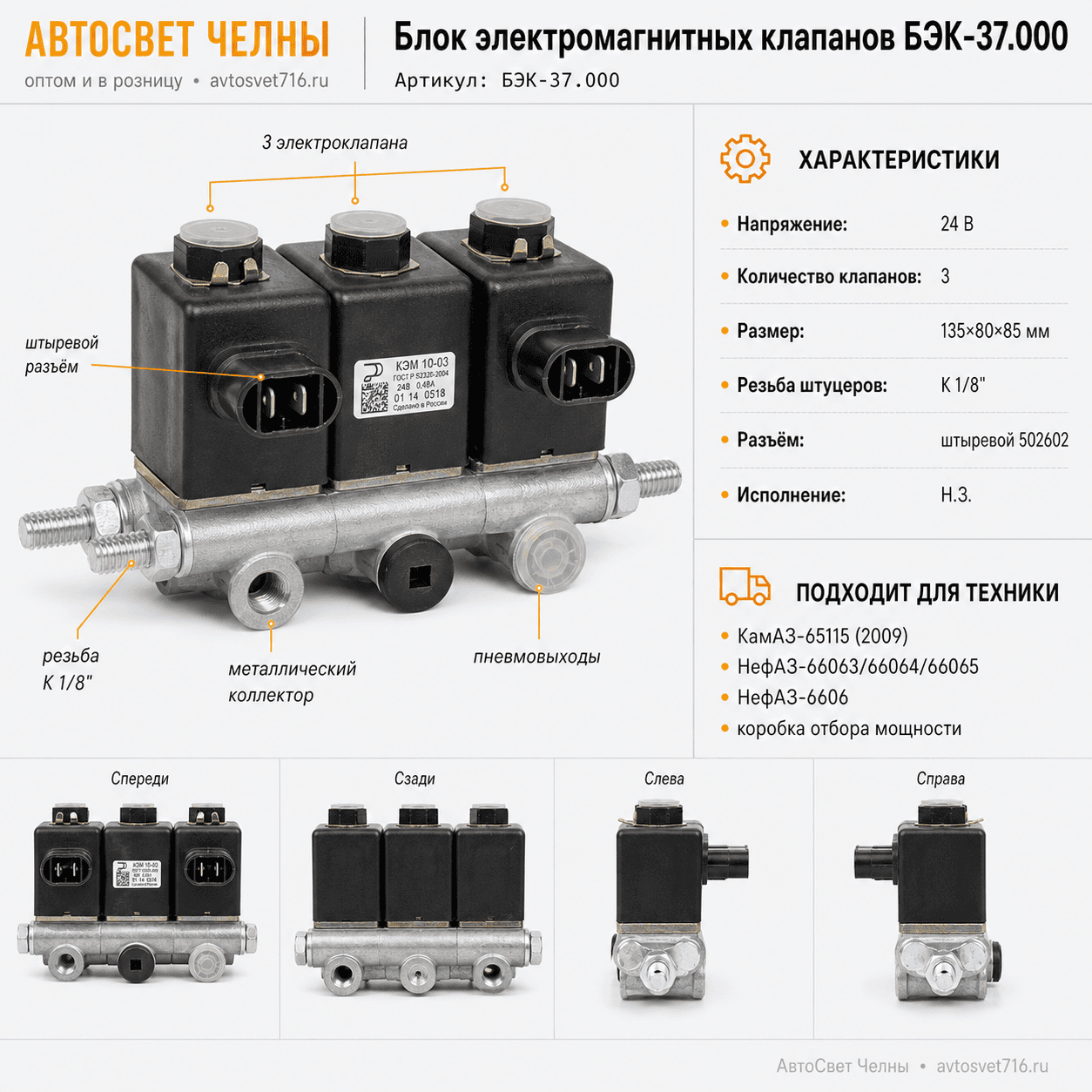Блок электромагнитных клапанов БЭК-37.000 /Родина