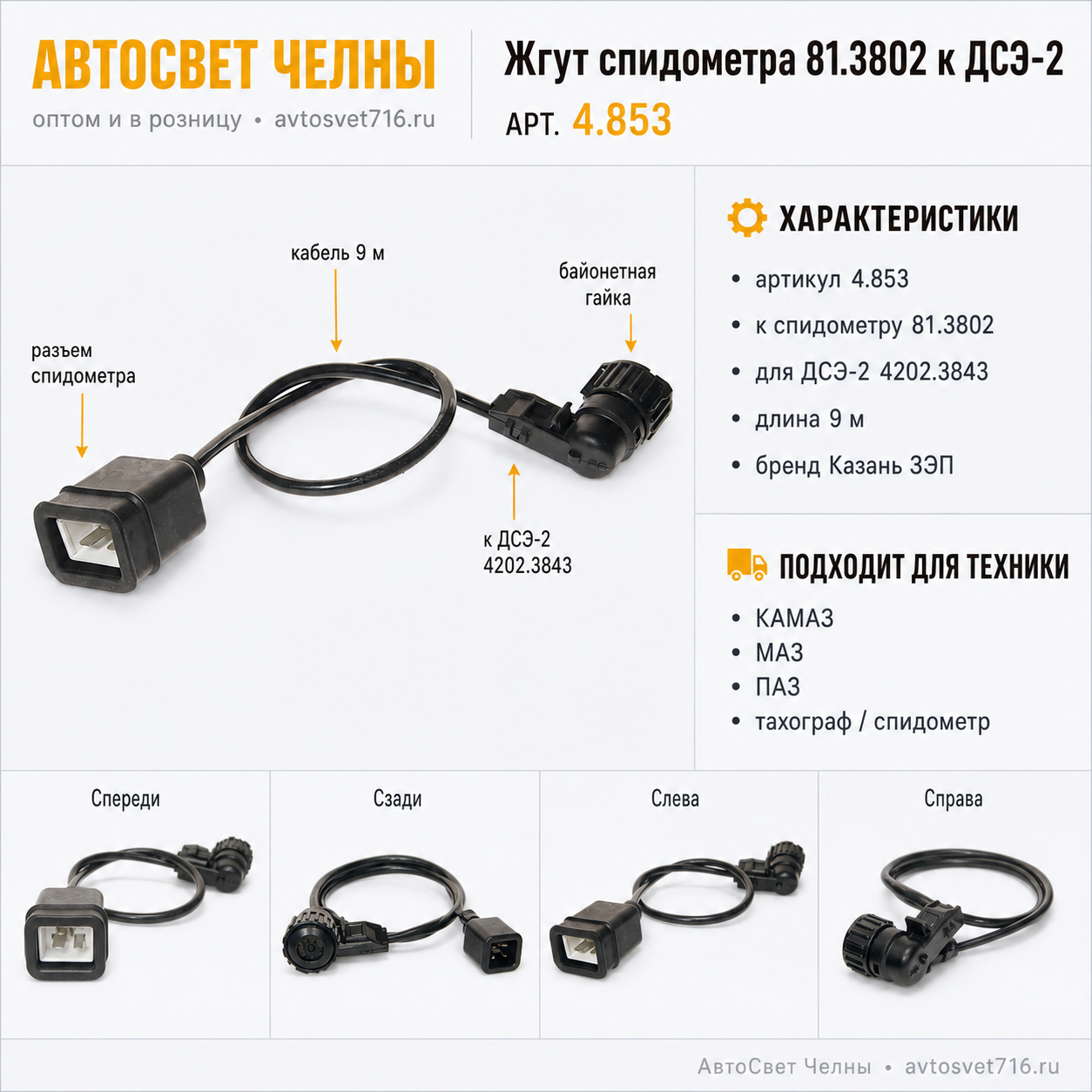 Жгут спидометра 81.3802 к ДСЭ-2 (4202.3843)  / Казань ЗЭП /