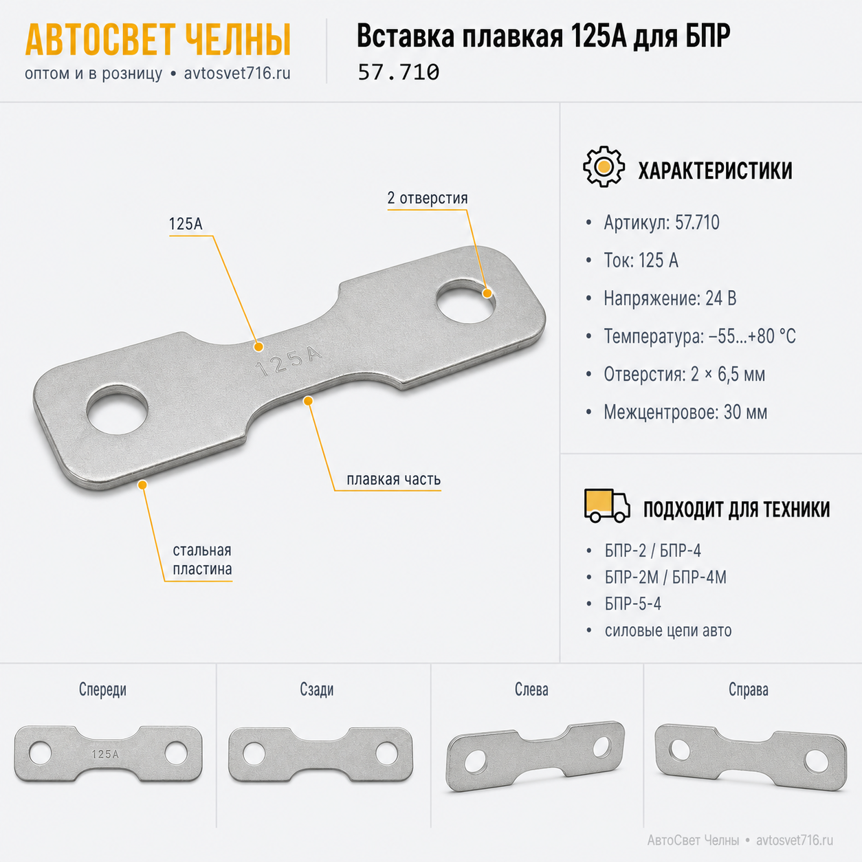 Вставка плавк. пластин. 125А для БПР, Ф57.710.015 Завод Копир