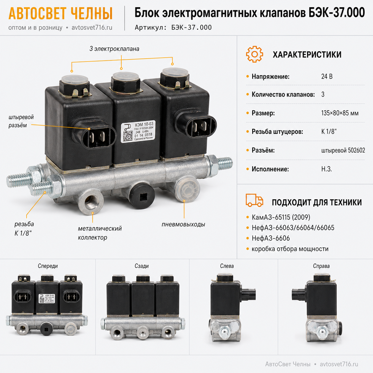 Блок электромагнитных клапанов БЭК-37.000 /Родина