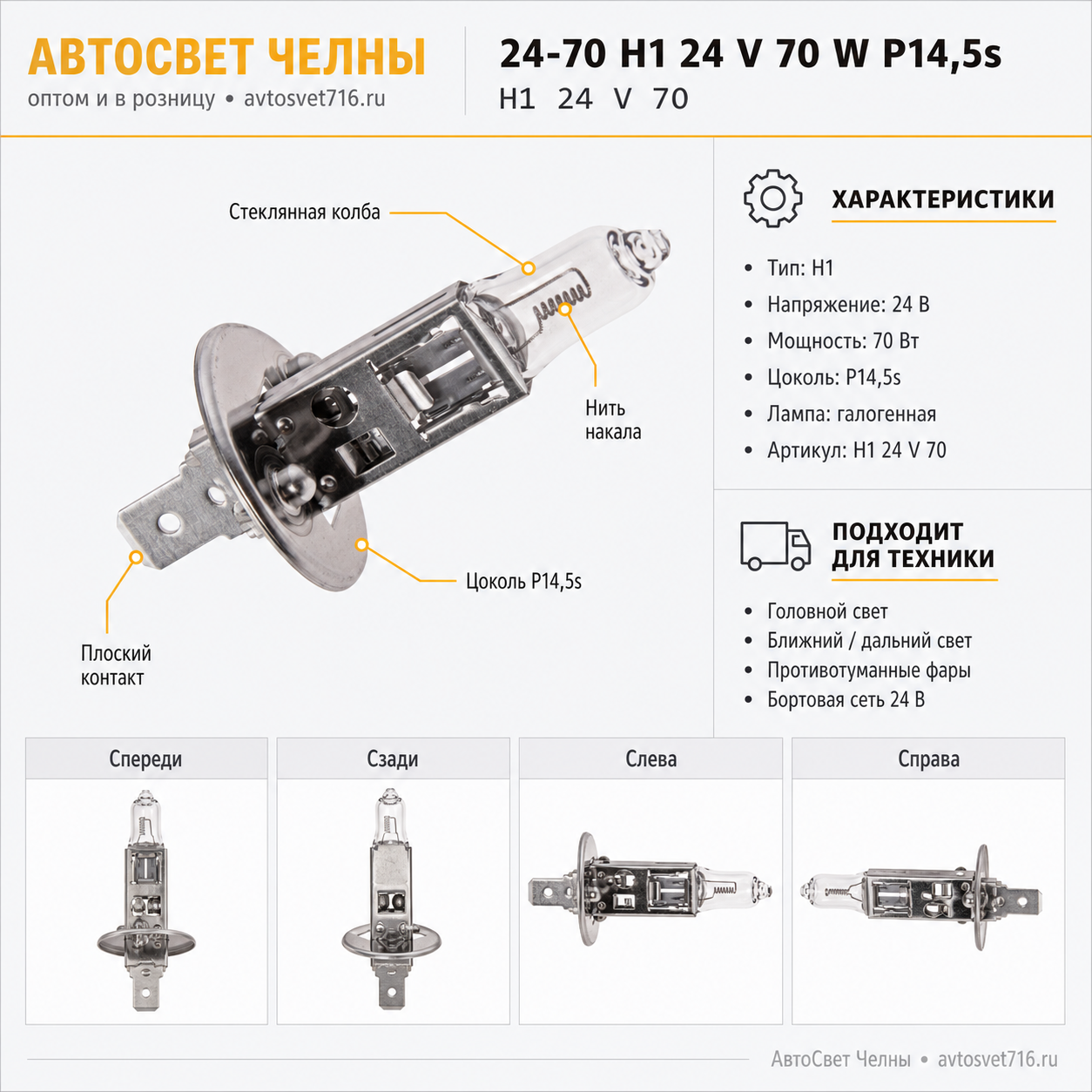 24-70 Н1 24 V 70 W P14,5s Formula sveta